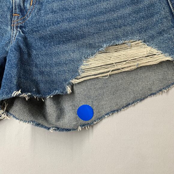 Abercrombie & Fitch Women Shorts 27 Blue Denim Mid Rise Boyfriend Distressed 3” - Picture 10 of 13